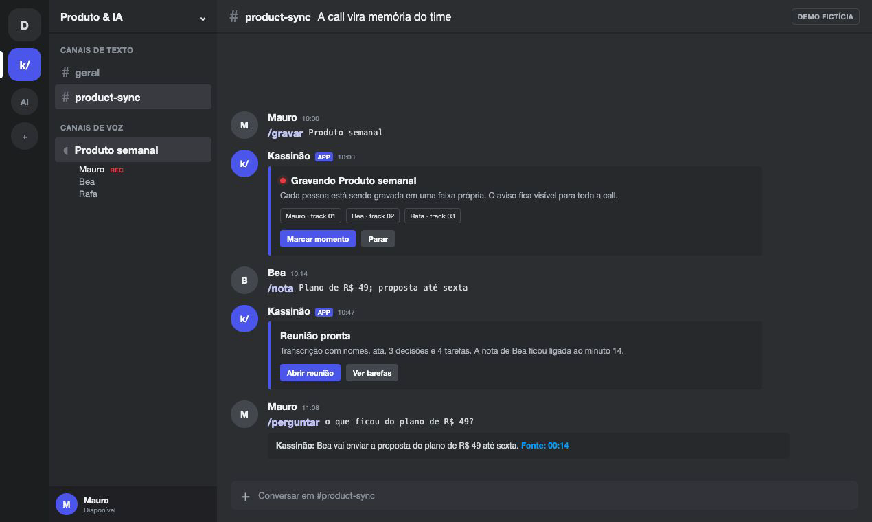 Fluxo do Kassinão dentro do Discord